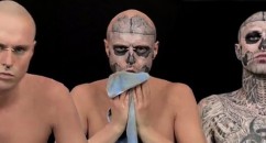 Well wonder no more as we have a video of him being covered up with industrial make-up to show the world what he looked liked before he covered his face in tattoos. 