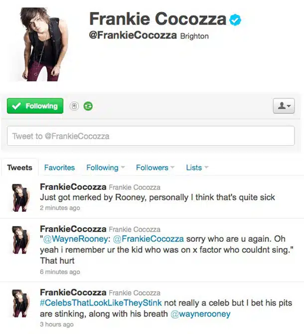 Frankie Cocozza Wayne Rooney Frankie Cocozza Wayne Rooney