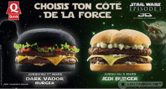 FRENCH FAST FOOD CREATES STAR WARS BURGERS To coincide with the release of the Phantom Menace in 3D, QUICK have created two Star Wars burgers.