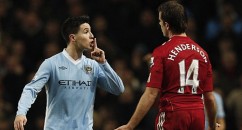 Samir Nasri got filmed arguing with Liverpool fans in his car on the way home from last night's game. 