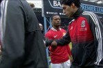 VILLA MASCOT DOES A SUAREZ Aston Villa mascot does a Suarez. Totally snubs Man City mascot's handshake. Kids: it's not cool. Don't do it.