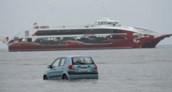 Japanese Idiots Try To Drive Across Water To Island Three Japanese tourists take a road trip...out to sea.