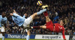 I don't think this kind of goal has ever happened anywhere else before - the double overhead kick. 