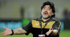One of the all time great footballers Diego Maradona reveals a second talent for forward rolls. 