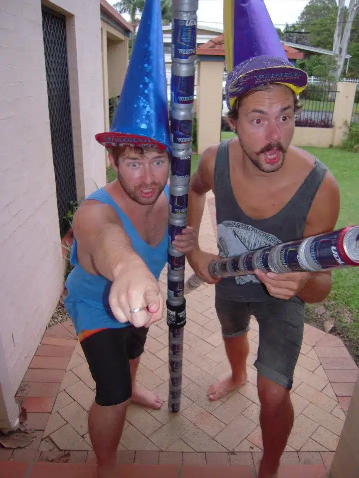 Heath Partying Like Harry Potter with the Wizardsticks.