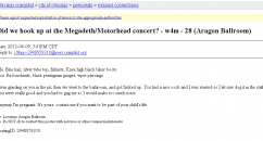 Did We Hook Up At The Megadeth Gig? After two metalheads hook up in the toilets of a Megadeth gig, the female metalhead goes on to have a baby and has been searching for the kid's father online.