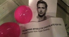 Ryan Gosling Hides Easter Eggs All Over Manhattan I guess actors get bored over the Easter weekend.