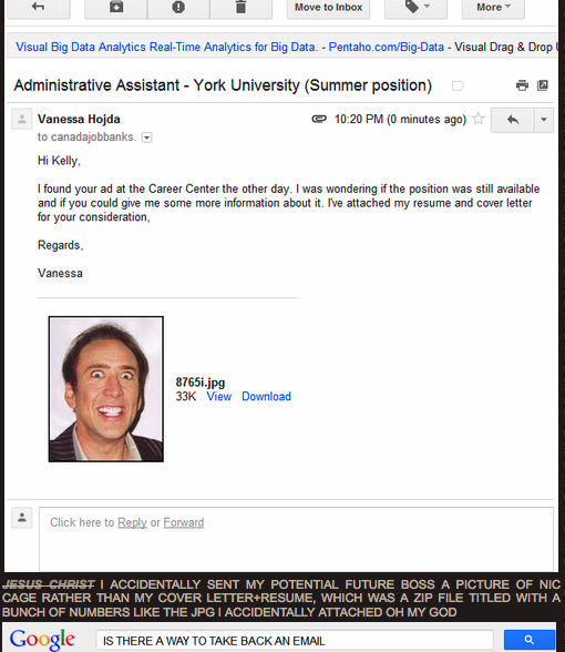 girl accidentally emails potential employer picture of nicolas cage instead of cv  u2013 sick chirpse