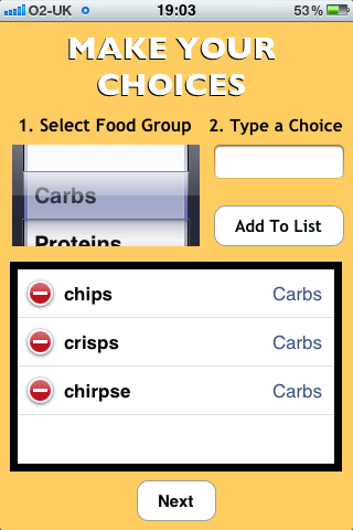 Happy Diet - Choose Food - iPhone