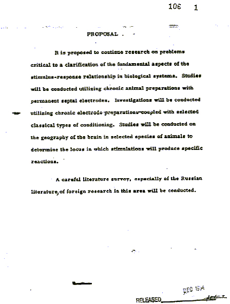 Declassified MKULTRA Proposal