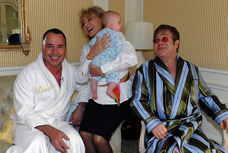 Elton John in a dressing gown