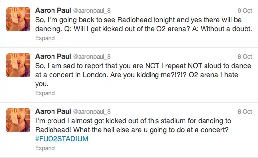 Aaron Paul Radiohead Tweets Aaron Paul Radiohead Tweets