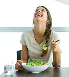 Women Laughing Alone With Salad 1 Women Laughing Alone With Salad 1