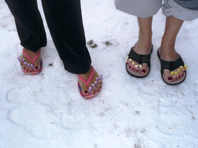 Image result for flip flops in winter pics