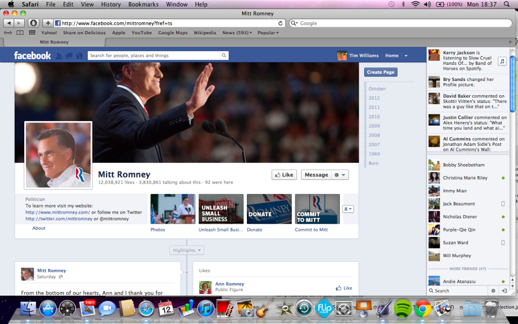 Mitt Romney Facebook Page 2