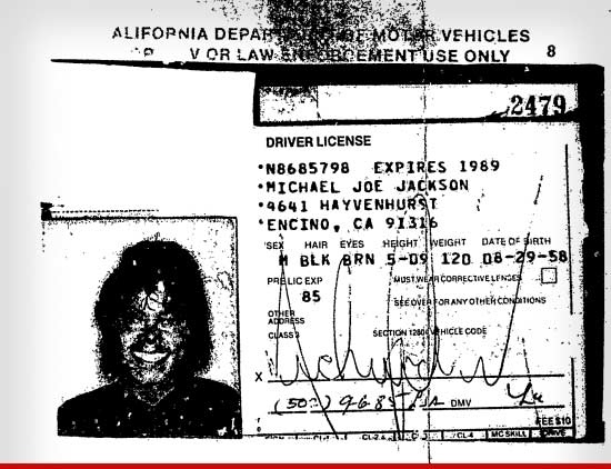 Michael Jackson 80's Driving Licence