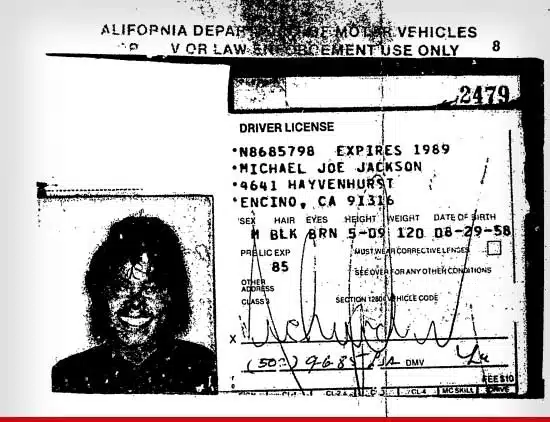 Michael Jackson 80's Driving Licence Michael Jackson 80's Driving Licence