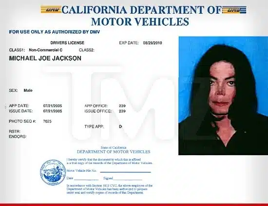 Michael Jackson Last Driving Licence Michael Jackson Last Driving Licence