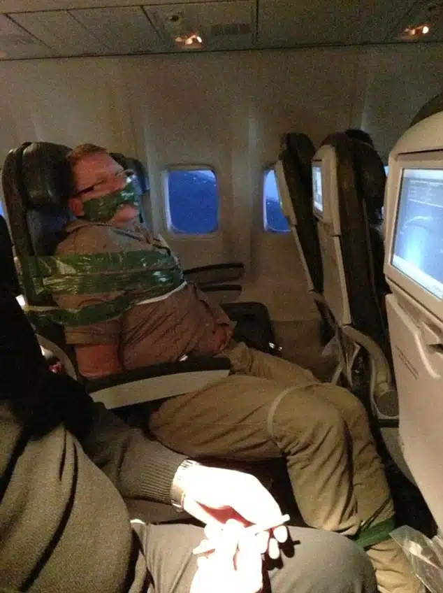 Drunk Passenger Taped To Seat Drunk Passenger Taped To Seat