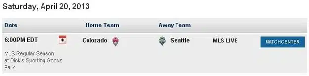MLS Schedule 4:20 MLS Schedule 4:20