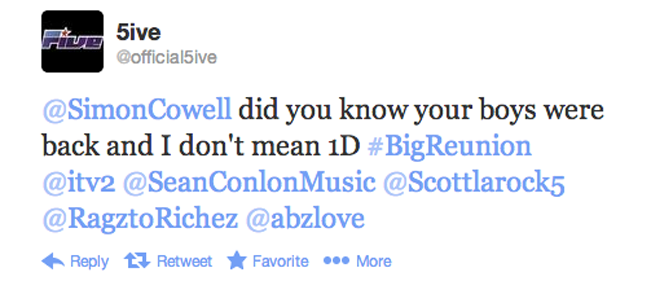 twitter 5ive Reunion Simon Cowell