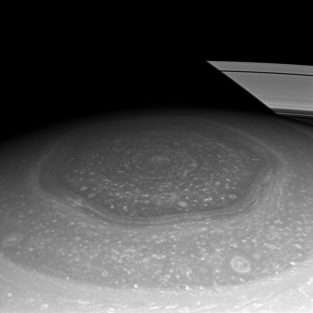 Saturn's hexagon storm