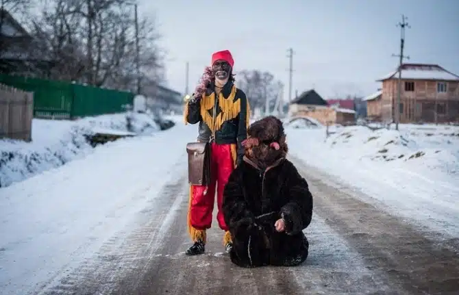 Malanka - Bear and Black up Malanka - new year festival - Ukraine, Belarus, Russia