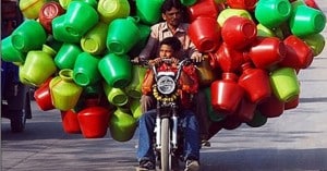 Woman On Motorbike Nearly Crushed By Lorry In India