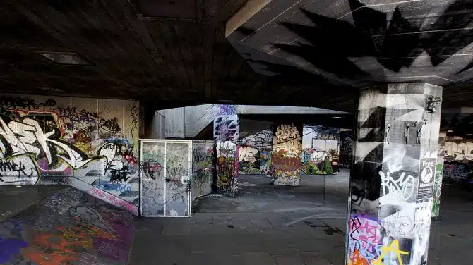 Southbank, London. Legendary Skateboard and Graffiti art spot southbank