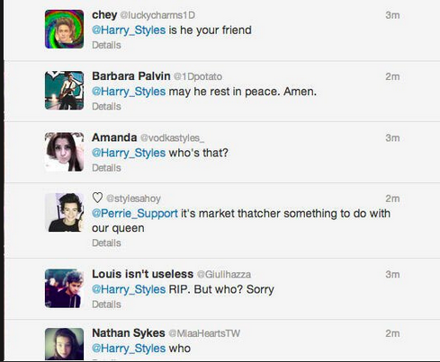 Harry Styles Thatcher Tweet