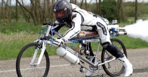 Francois Gissy Breaks Land Speed BIke Record By Riding A Rocket Powered Bike And Travelling At 163mph
