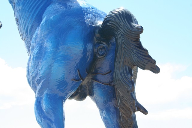 Denver International Airport Conspiracy - Art - Blue Laser Horse arse