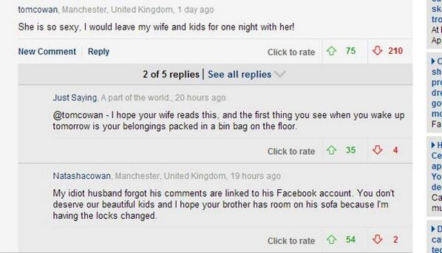 Husband Kicked Out Over Internet Comment