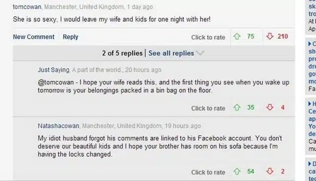 Husband Kicked Out Over Internet Comment