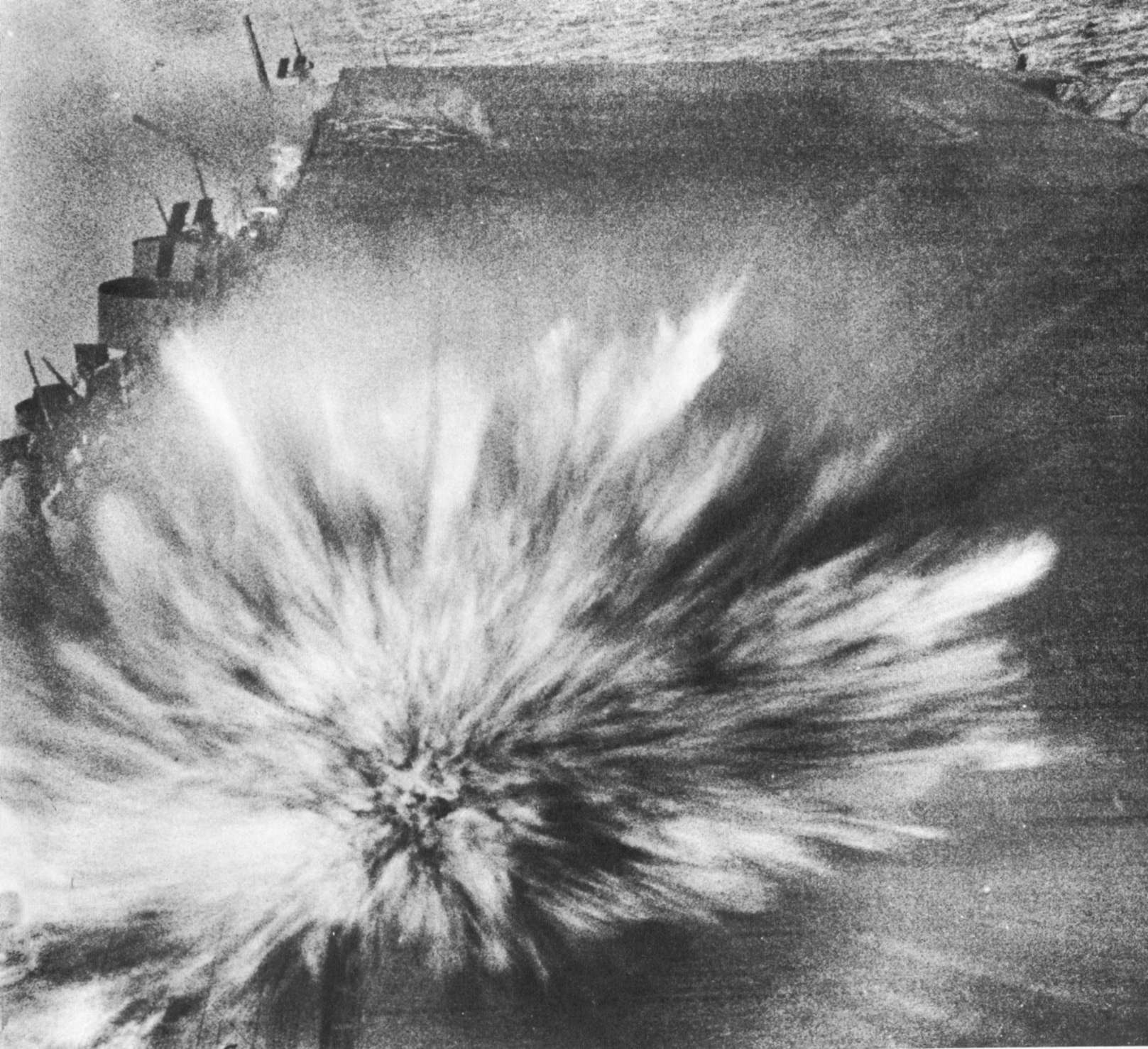 japanese bomb hits deck of uss enterprise, 1942