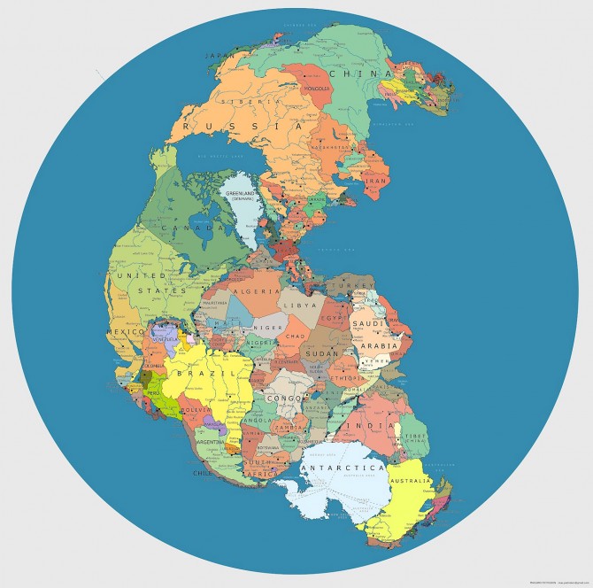 Pangea Modern Geopolitical Borders