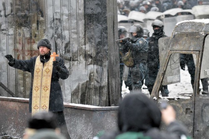 Ukraine Naked Protestor - Priest