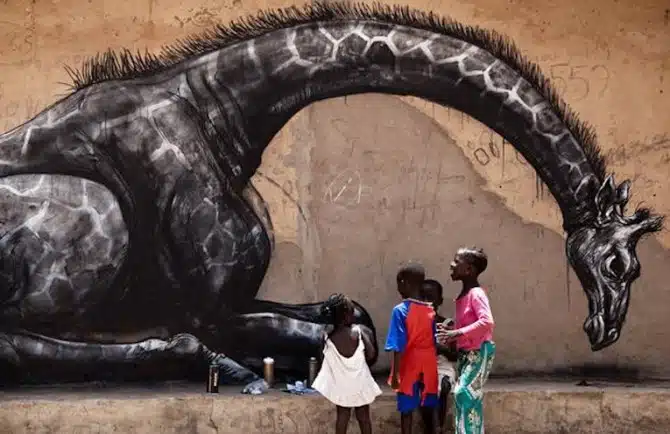 African Street Art - - Roa Belgium Gambia Giraffe