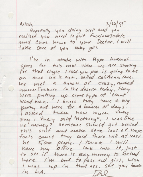 Dr Dre Girlfriend's Letter
