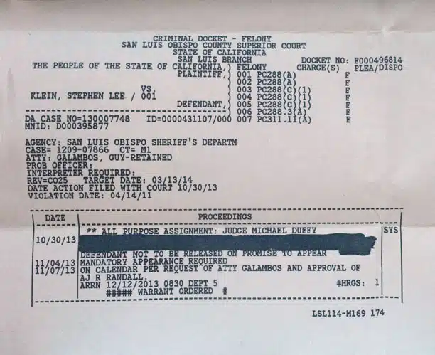 Steve Klein Arraignment