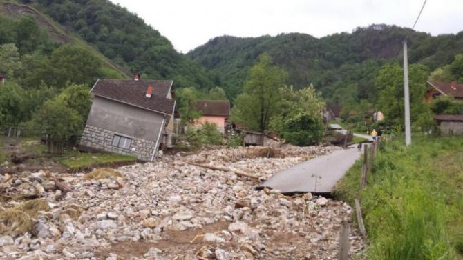 Serbia Bosnia Floods - town
