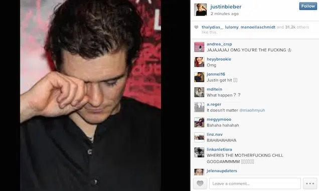Justin Bieber Orlando Bloom Instagram Picture
