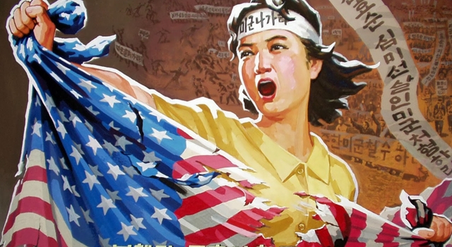 North Korea - anti-American Propaganda rip flag