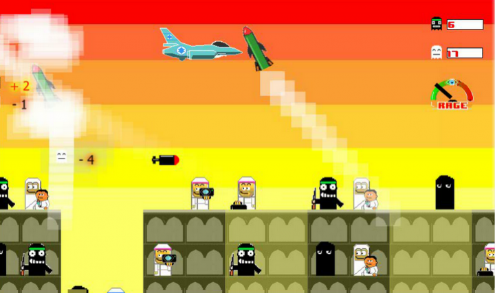 screen shot of the game play of bomb Gaza.