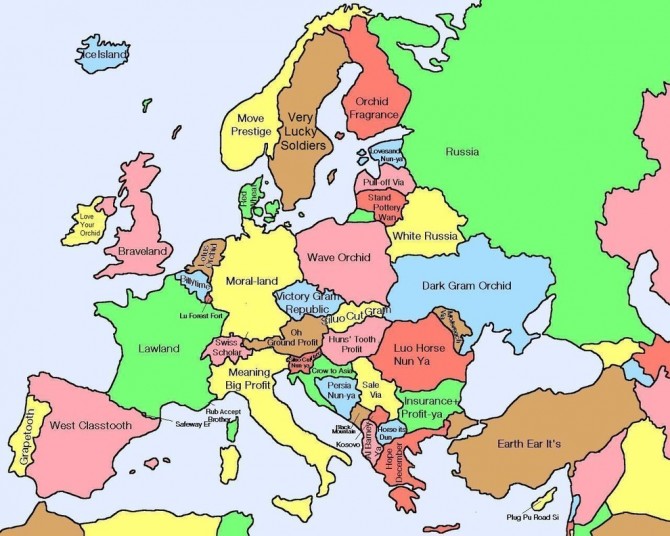 European Map Chinese Names Literal Translations