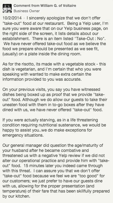 Voltaire Response Yelp
