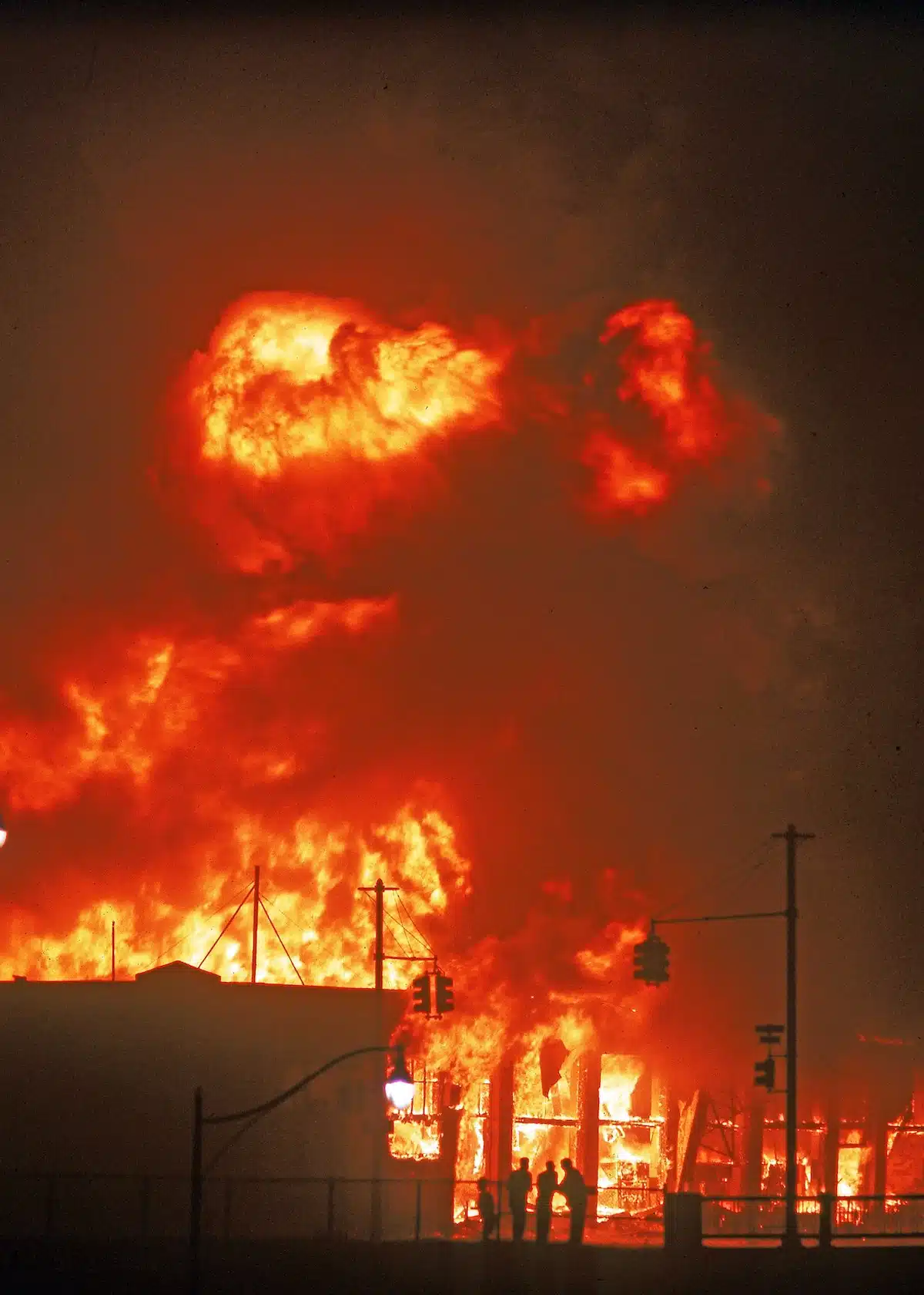 Buildings burning out of control after race riots rock the