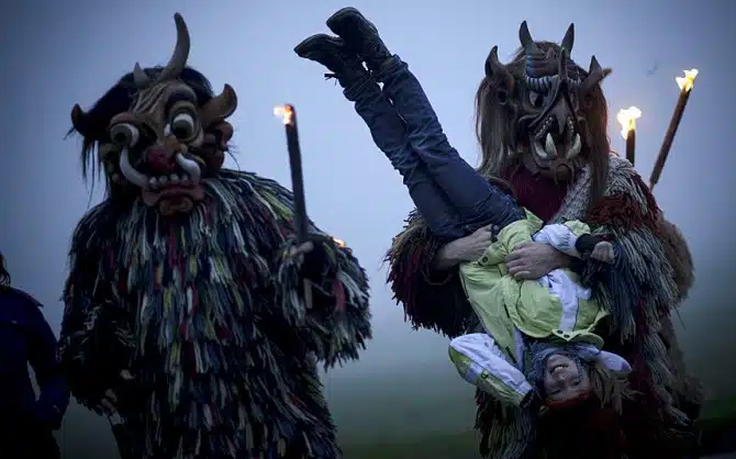 Perchten pagan festival in Germany - children