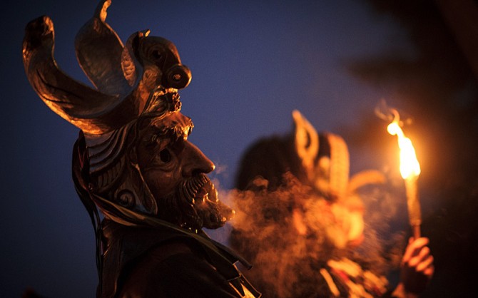 Perchten pagan festival in Germany - fire