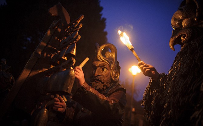 Perchten pagan festival in Germany - more fire